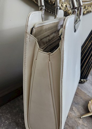 Beyaz Deri Kadın Çanta - Görsel 4