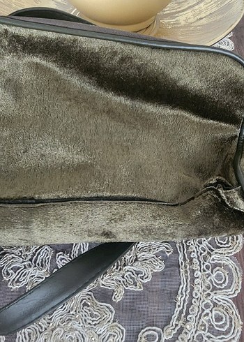 Haki rengi kadife çanta - Görsel 2