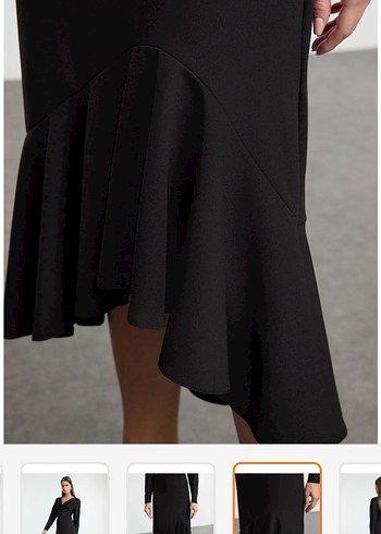 Siyah Drapeli Uzun Midi Etek - Görsel 4