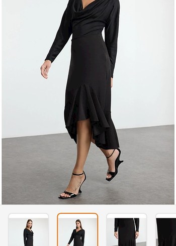 Siyah Drapeli Uzun Midi Etek - Görsel 2