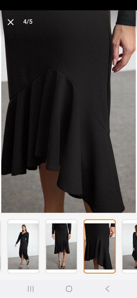 Siyah Drapeli Uzun Midi Etek - Görsel 4