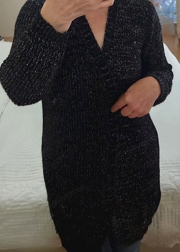 Siyah simli Kadın hırka - Görsel 2