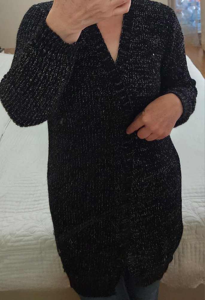 Siyah simli Kadın hırka - Görsel 2