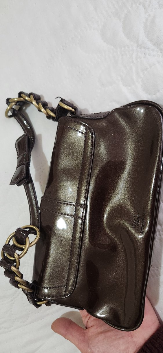 Kahverengi Parlak Deri Kadın Çanta - Görsel 2