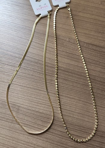 Xuping Altın Renkli Uzun Zincir Kolye - 2 adet- - Görsel 2