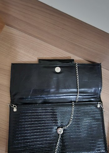 Zincir Detaylı Siyah Kadın Clutch - Görsel 4