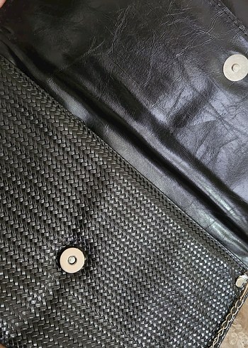 Zincir Detaylı Siyah Kadın Clutch - Görsel 5