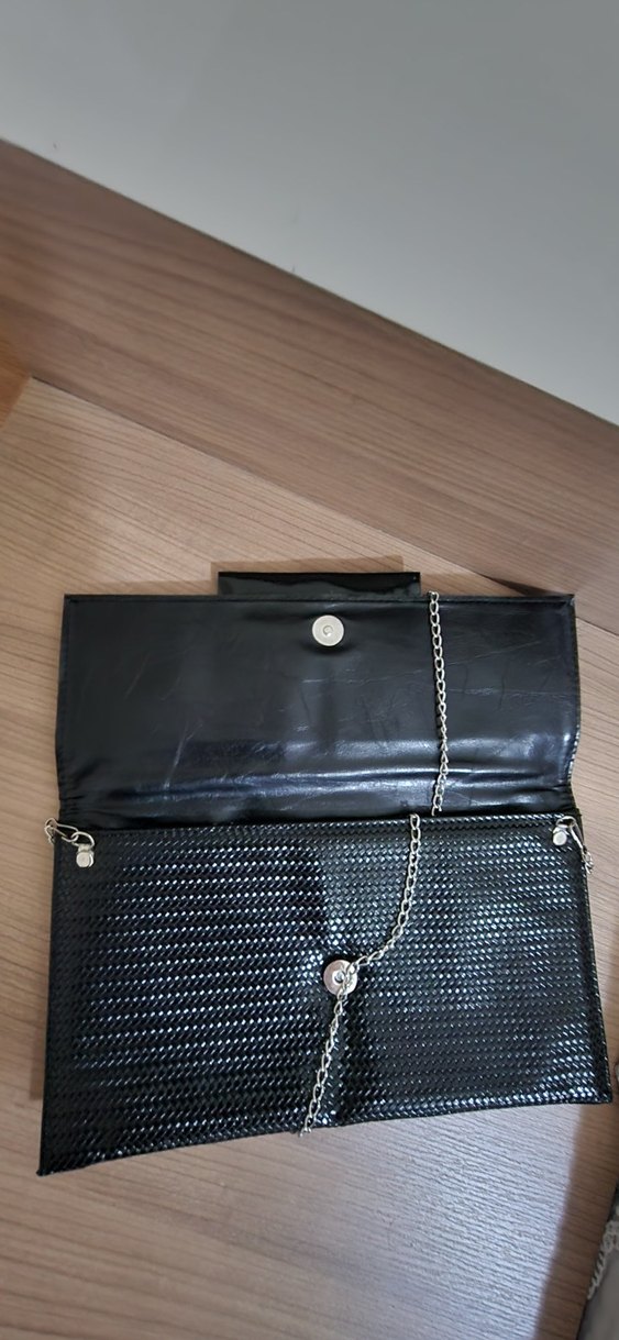 Zincir Detaylı Siyah Kadın Clutch - Görsel 4