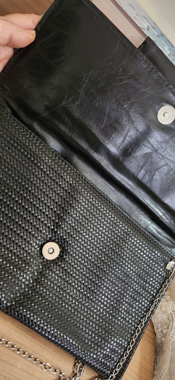 Zincir Detaylı Siyah Kadın Clutch - Görsel 5