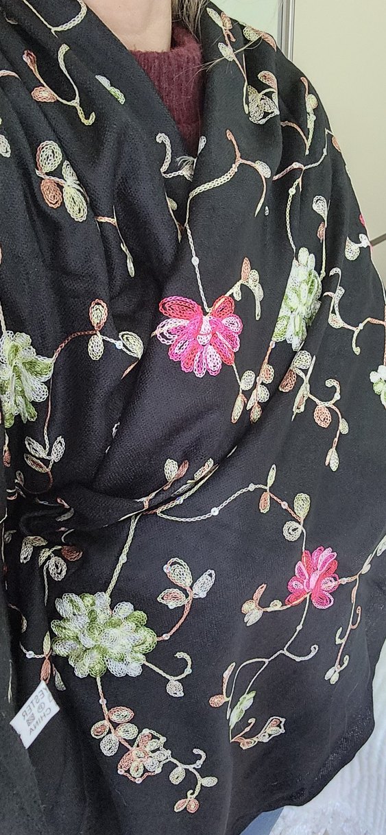 Boncuk İşlemeli Bohem Kadın Şal - Görsel 3