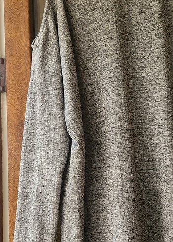 Gri Kadın ince Triko Bisiklet Yaka omuzları açık Kazak - Görsel 2