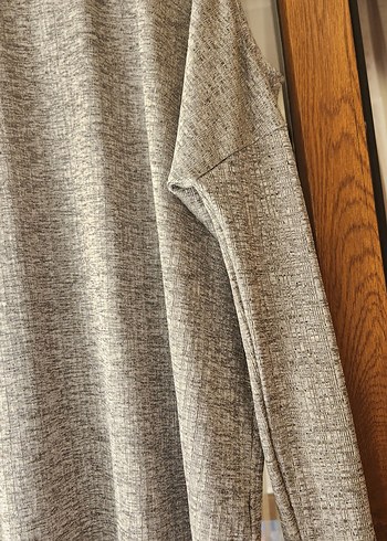 Gri Kadın ince Triko Bisiklet Yaka omuzları açık Kazak - Görsel 3