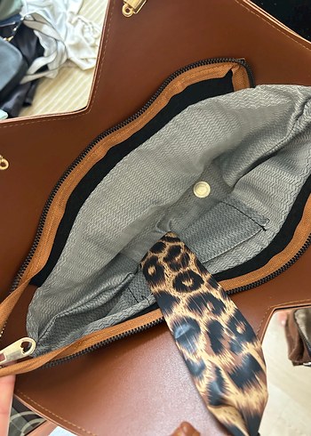 2K Leopar Desenli Kahverengi Süet Kadın Çanta