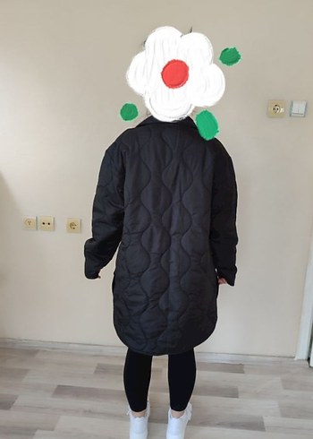 Kadın Siyah Puf Mont Yüksek Yaka - Görsel 4