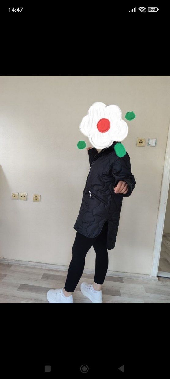 Kadın Siyah Puf Mont Yüksek Yaka - Görsel 3