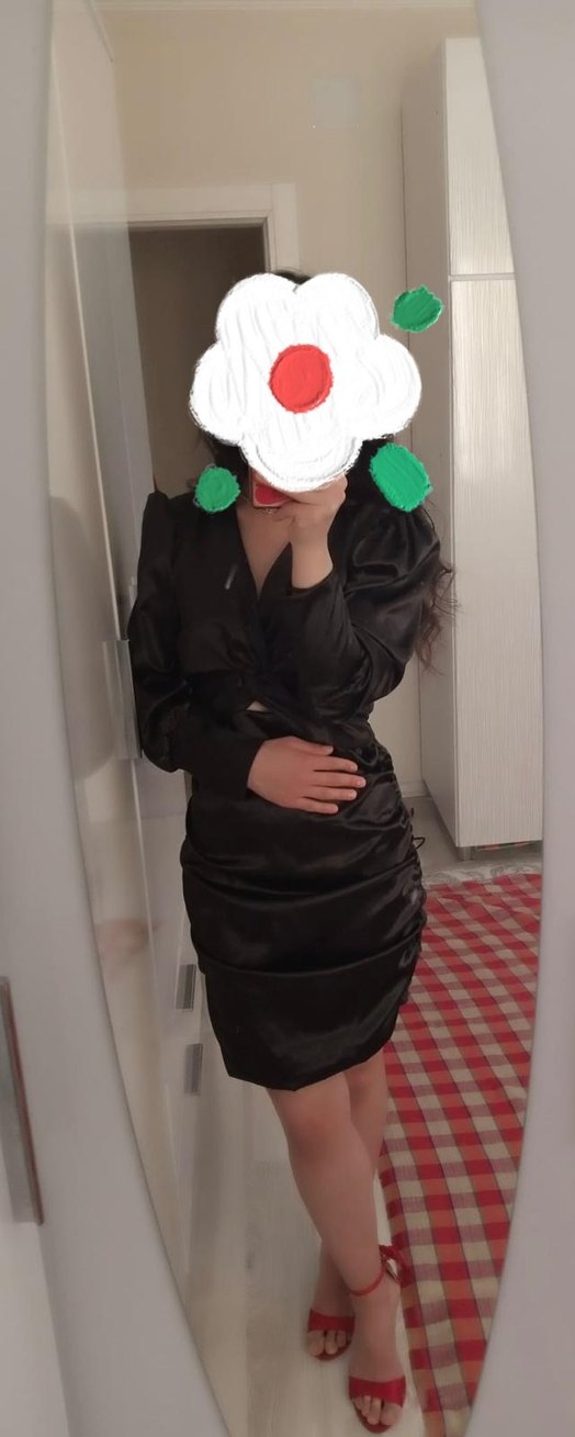 Drapeli Siyah V Yakalı Mini Parti Elbisesi - Görsel 2