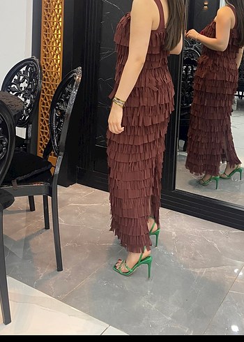 Zara Bordo Nakışlı tül elbise