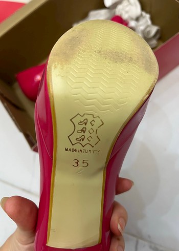 35 Beden pembe Renk Parlak Pembe Yüksek Topuklu Stiletto
