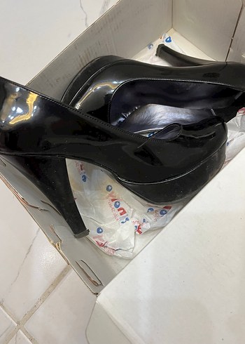 34 numara -Siyah Platform Topuklu Stiletto