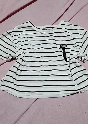 Çizgili Pamuklu Kısa Kollu Tişört - Görsel 2