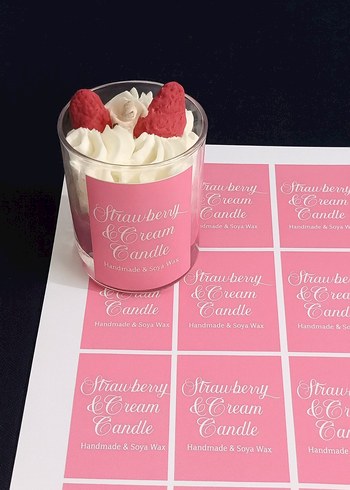 Çilek ve Krem Kokulu Pembe Mum - Görsel 2