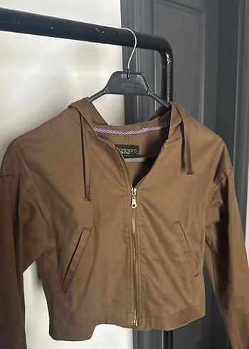 Kahverengi  Kadın Crop Ceket - Görsel 2