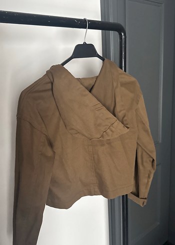 Kahverengi  Kadın Crop Ceket - Görsel 3