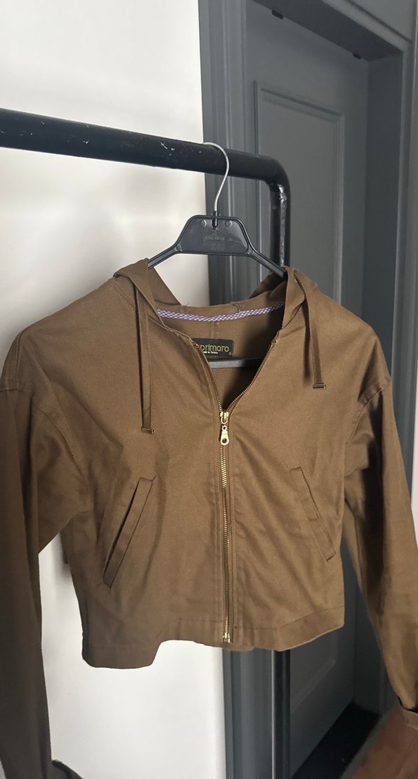 Kahverengi  Kadın Crop Ceket - Görsel 2