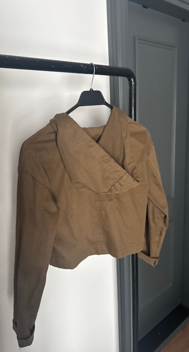 Kahverengi  Kadın Crop Ceket - Görsel 3