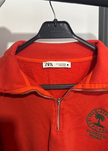 Kırmızı Fermuarlı Kadın Sweatshirt - Görsel 2