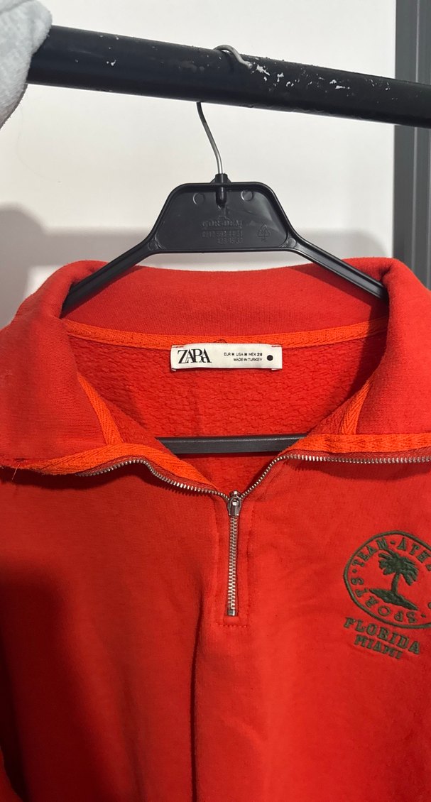 Kırmızı Fermuarlı Kadın Sweatshirt - Görsel 2