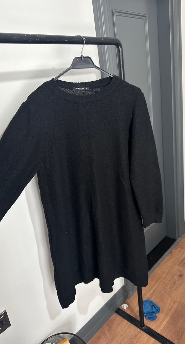 Siyah Kadın Triko Midi Elbise - Görsel 2