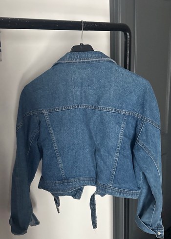 Kadın Mavi Denim Kemerli Ceket - Görsel 3