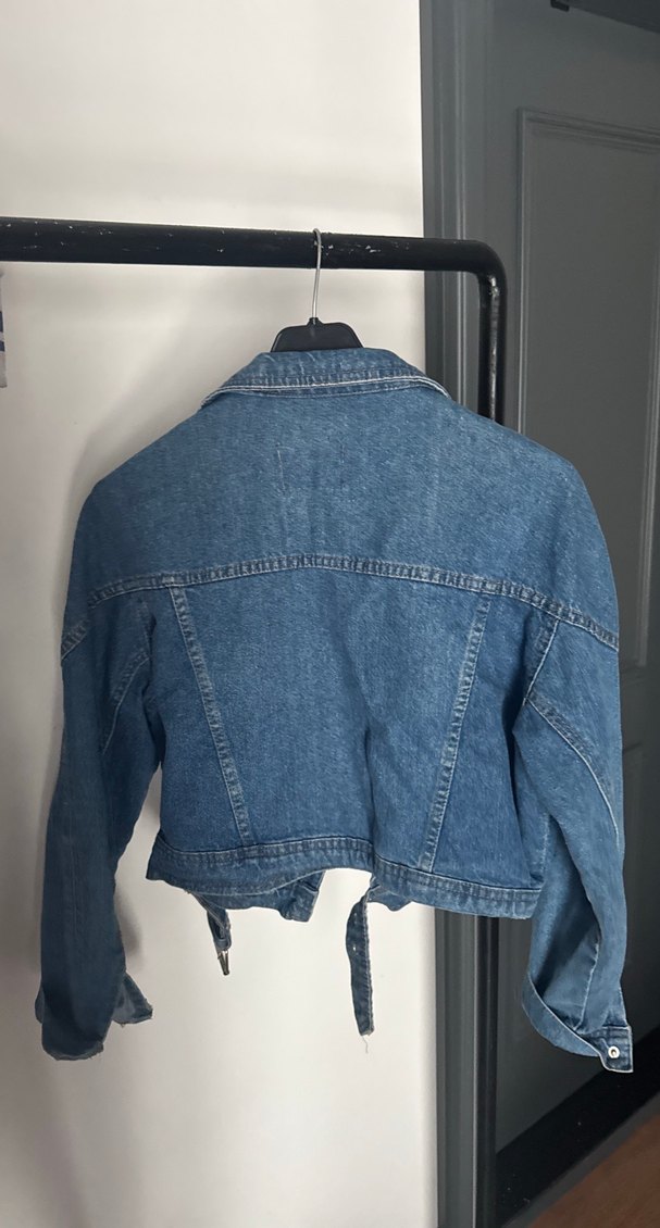 Kadın Mavi Denim Kemerli Ceket - Görsel 3