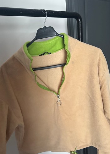 Bej Yarım Fermuarlı Kadın Sweatshirt - Görsel 2