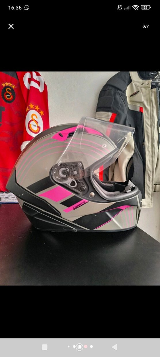 Pembe Desenli Biker Motosiklet Kaskı XS beden - Görsel 3