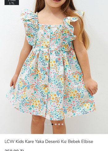 LC Waikiki LCW Kids Kare Yaka Desenli Kız elbise 6/7 yaş
