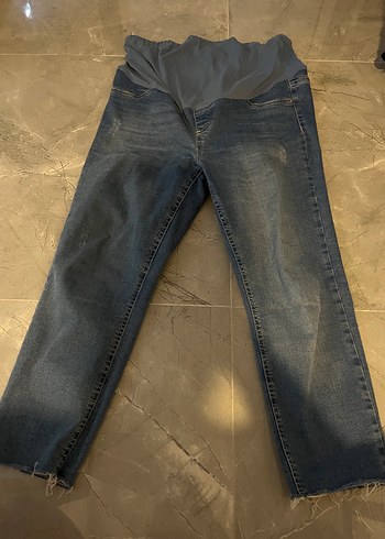 Gri Bel Destekli Hamile Kot Pantolon