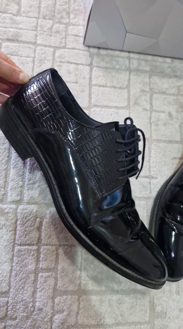 Siyah Yılan Derisi Desenli Klasik Erkek Ayakkabı - Görsel 4