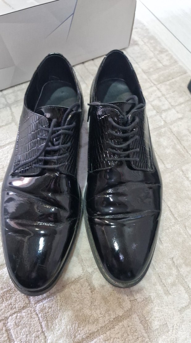 Siyah Yılan Derisi Desenli Klasik Erkek Ayakkabı - Görsel 3