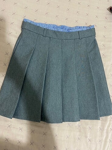 ZARA GRİ PİLELİ ETEK