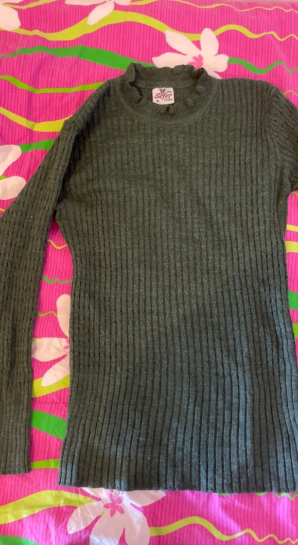 Gri Bohem Balıkçı Yaka Triko Kadın Kazak - Görsel 2