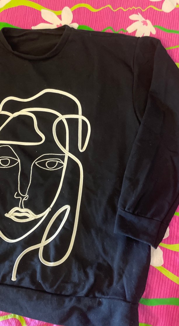 Kadın Siyah Baskılı Sweatshirt - Görsel 3