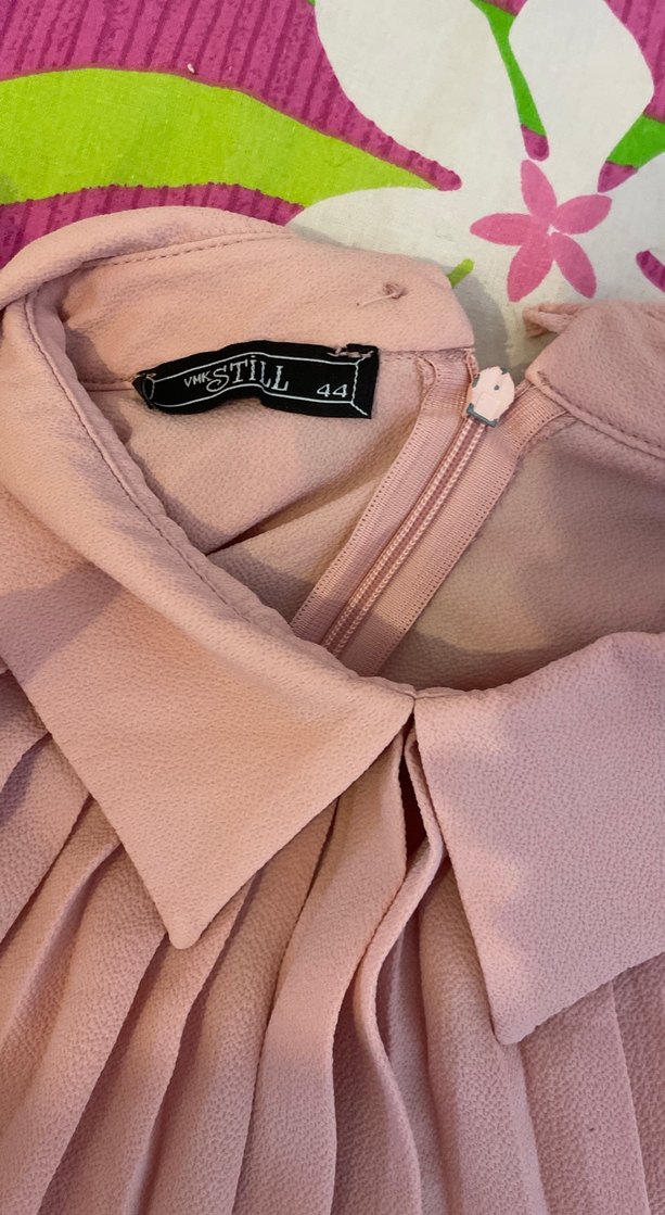 Pudra Pileli Uzun Kollu Kadın Gömlek - Görsel 3