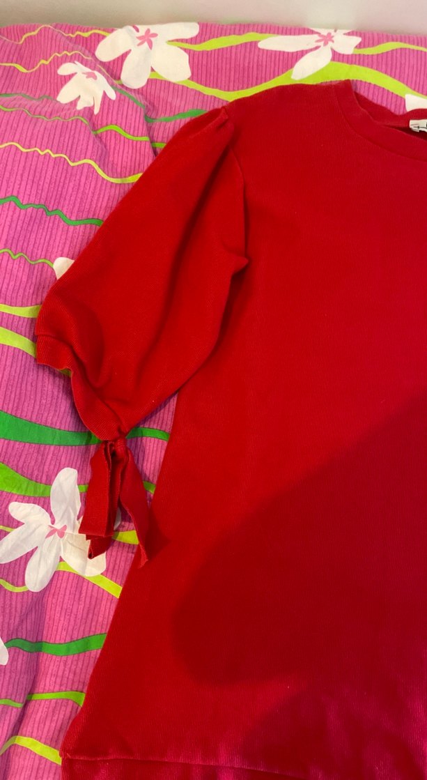 Kırmızı Hamile Tunik, Uzun Kollu, Salaş Kesim - Görsel 2