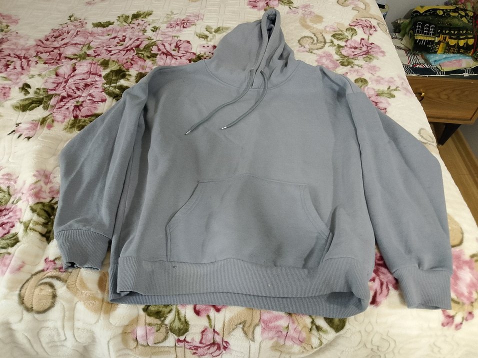 Gri Kapüşonlu ünisex Sweatshirt - Görsel 2