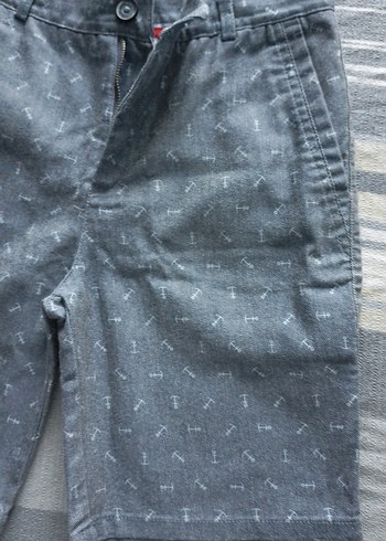 11-12 Yaş Beden Gri Erkek Kot Şort Loose Fit