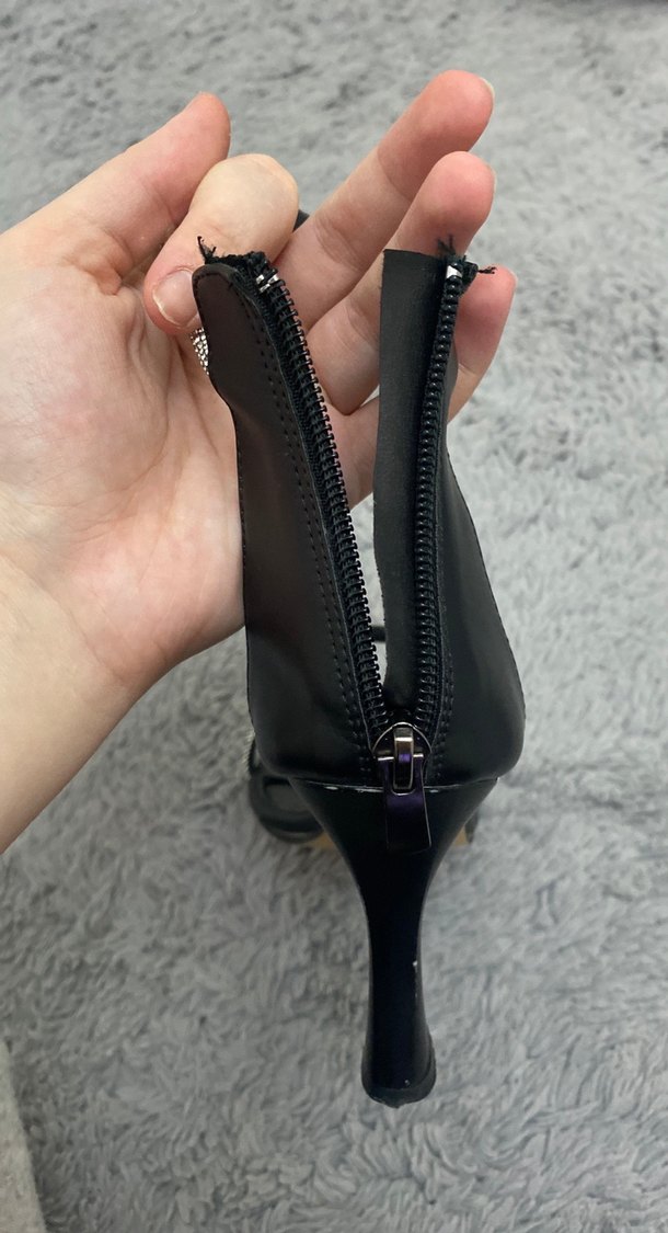 Siyah Taşlı İnce Topuklu Kadın Abiye Ayakkabı - Görsel 3