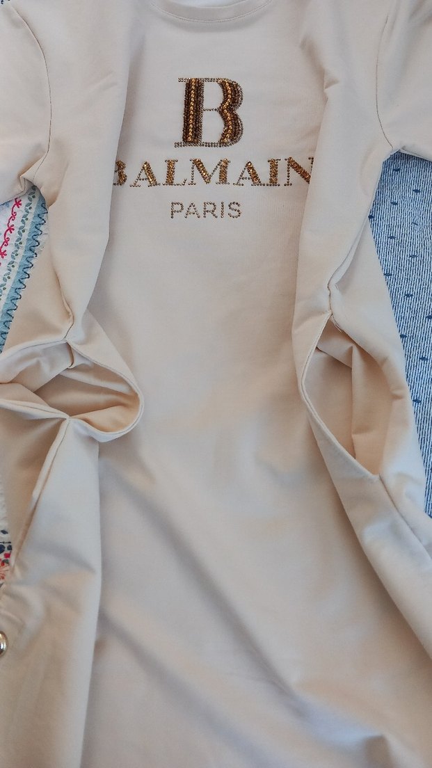 Bej Pamuklu Düğmeli Hamile Elbisesi - Görsel 3