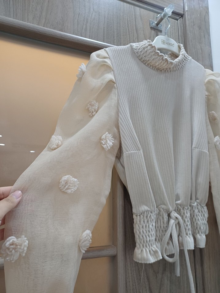 Beyaz Nakışlı Bohem Kadın Bluz - Görsel 3